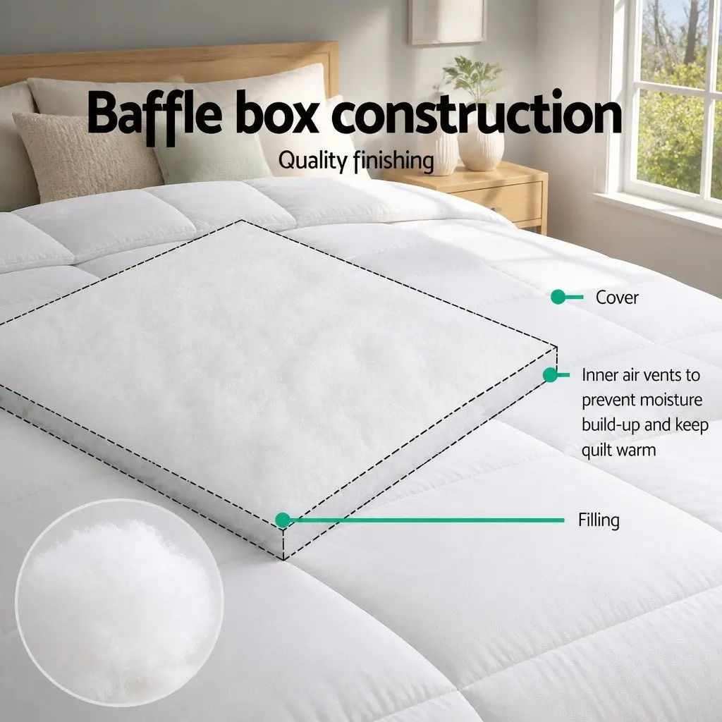 Bamboo Microfibre Quilt Super King 700GSM Hollow Fibre Filling Baffle Box Design