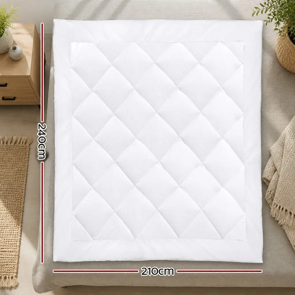 King Size Quilt White 240cm x 210cm Microfibre Bamboo Blend Breathable Lightweight