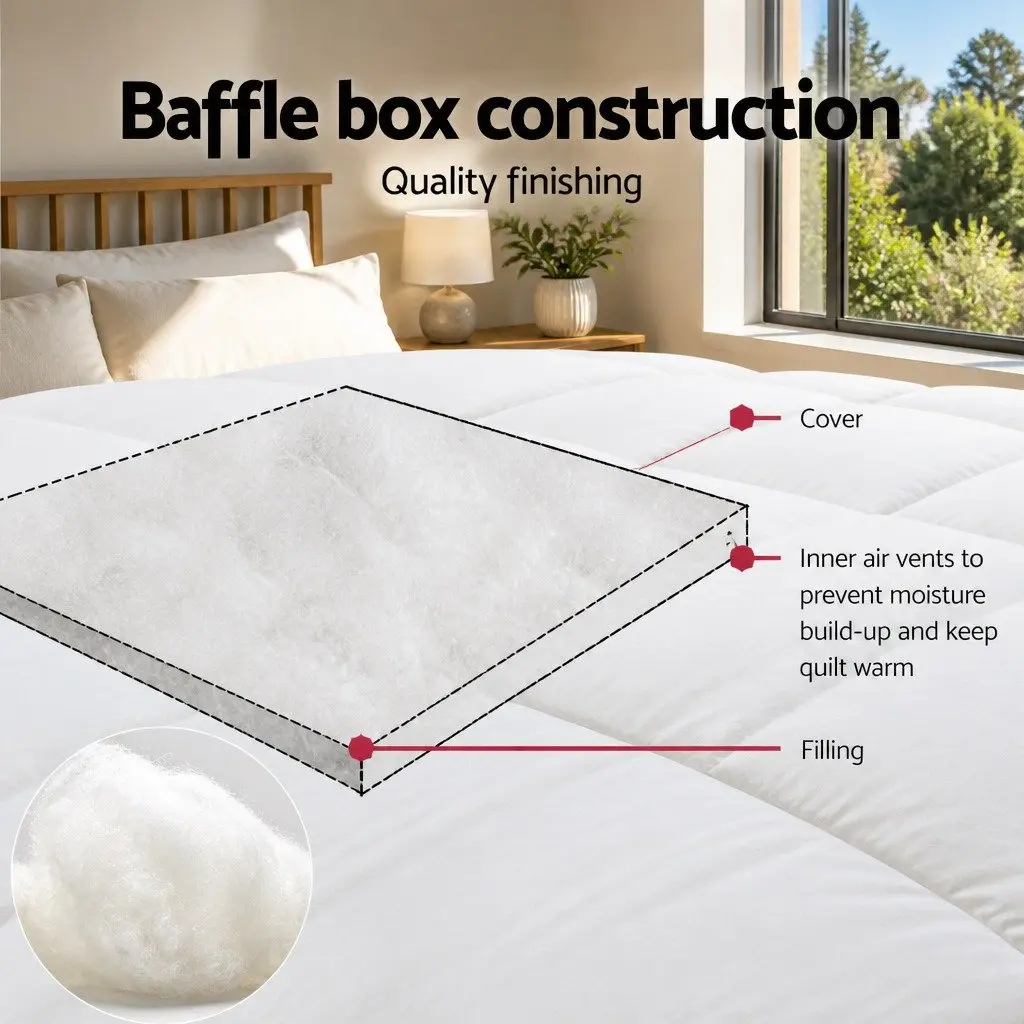 King Size Quilt White 240cm x 210cm Microfibre Bamboo Blend Breathable Lightweight