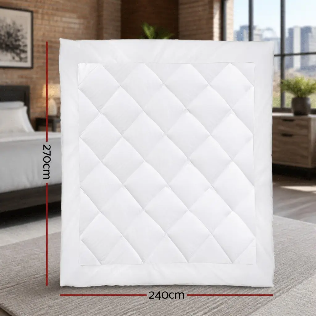Bamboo Microfibre Quilt White Super King 800GSM Hollow Fibre Filling Diamond Stitch