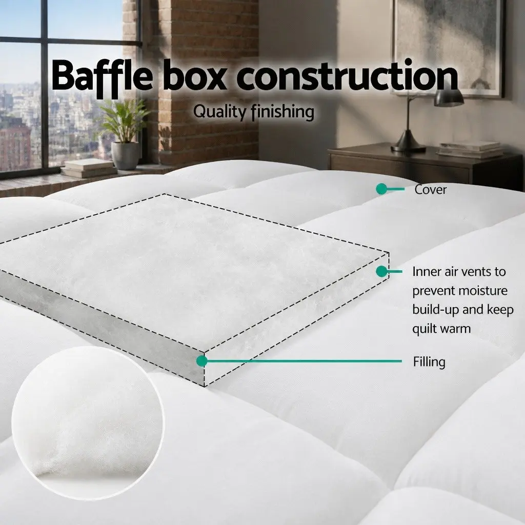 Bamboo Microfibre Quilt White Super King 800GSM Hollow Fibre Filling Diamond Stitch