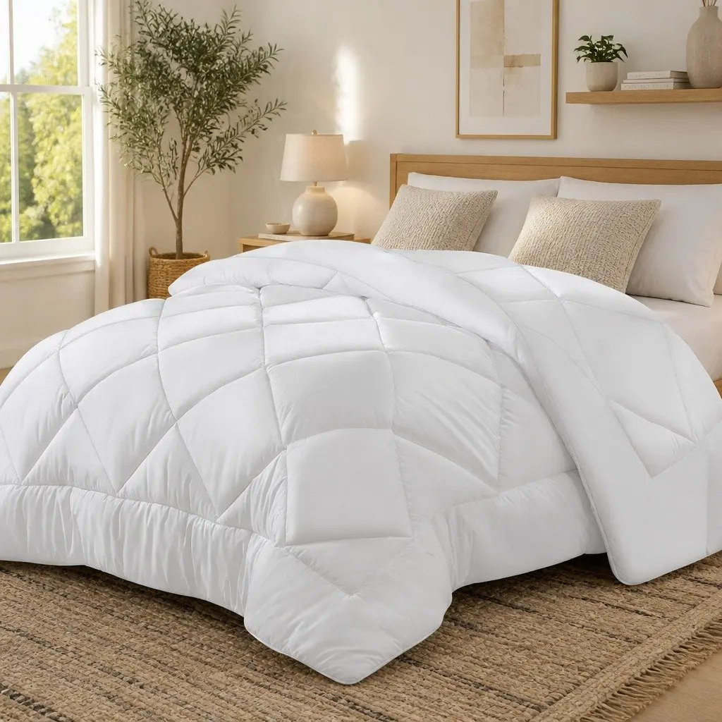 Queen Bamboo Microfibre Quilt 800GSM Filling Baffle Box Design Breathable