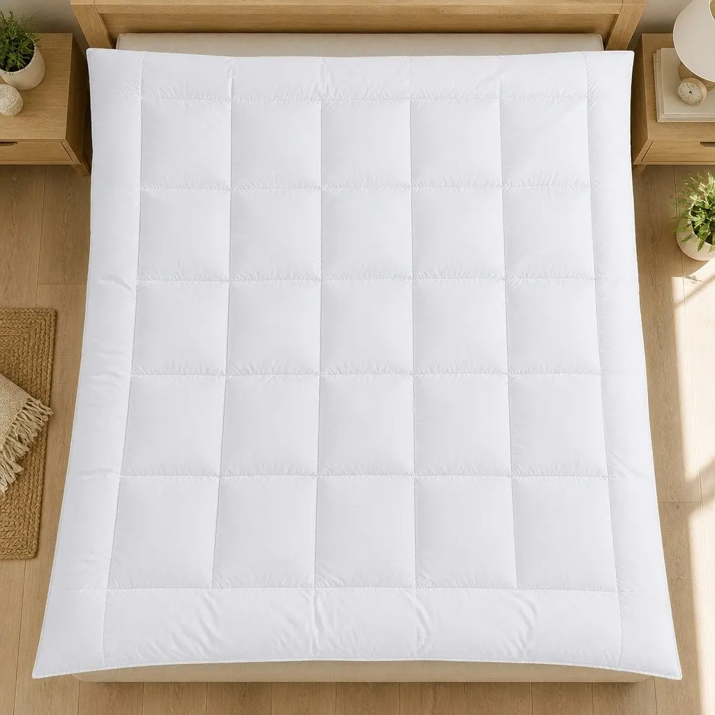 Duck Down Feather Quilt White Super King 700GSM Baffle Construction Cotton Cover