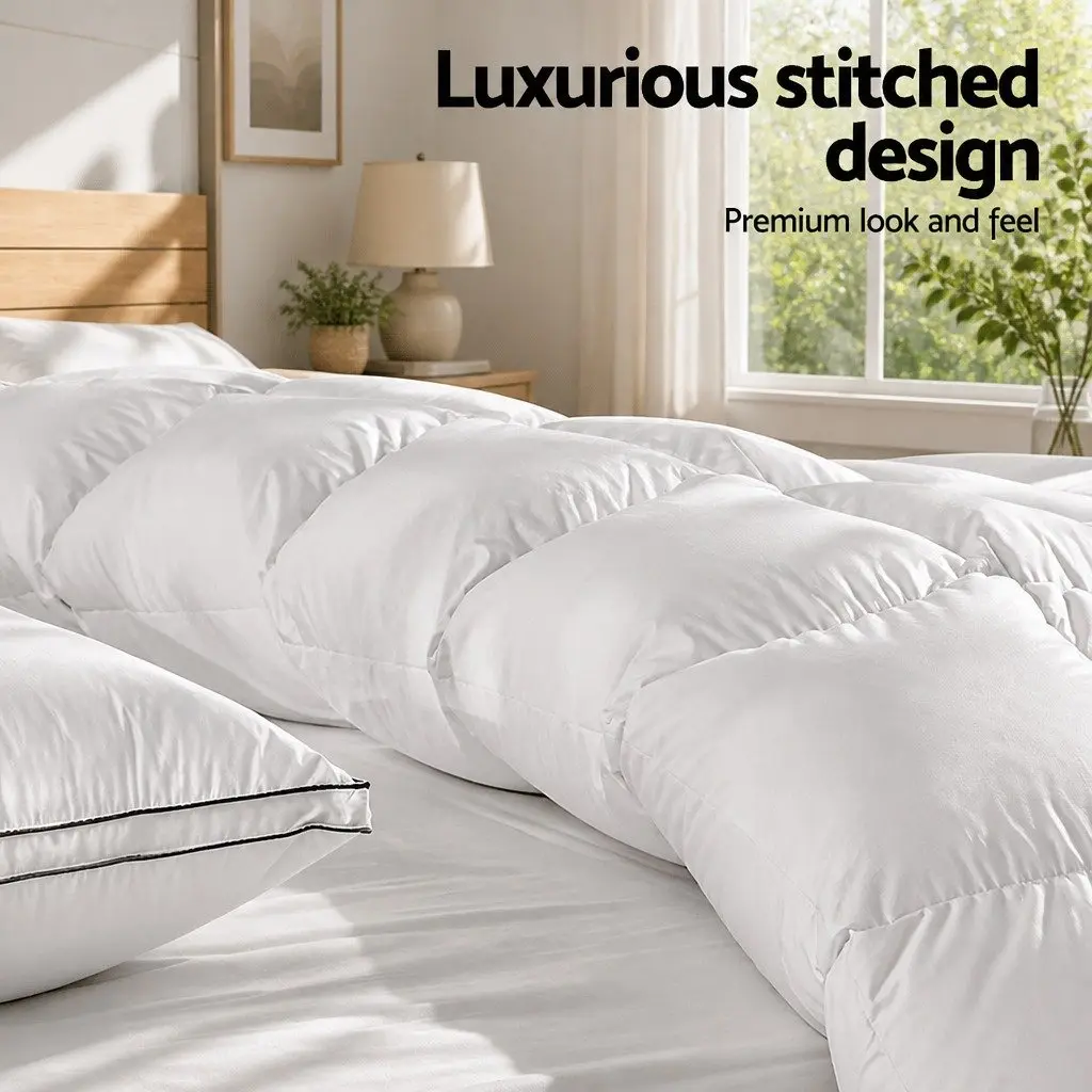 Duck Down Feather Quilt White King Size Lightweight Warm Cotton Cover