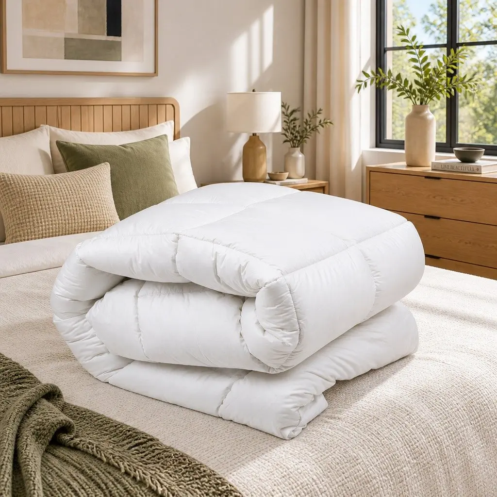 Duck Feather Down Quilt King Size Winter Bedding 500GSM Baffle Construction