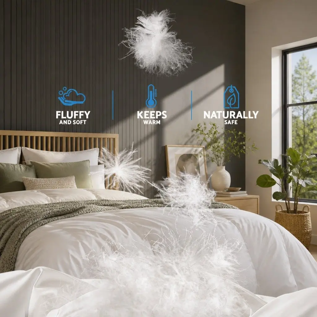 Duck Feather Down Quilt White Queen Size Baffle Box Construction Winter Bedding