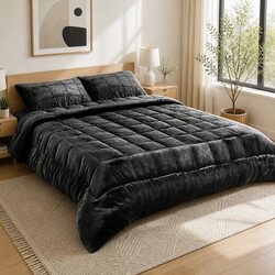 Charcoal Double Faux Mink Quilt - Cozy and Stylish