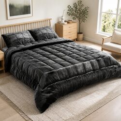 Warm Up Your Nights with a Charcoal Faux Mink Quilt