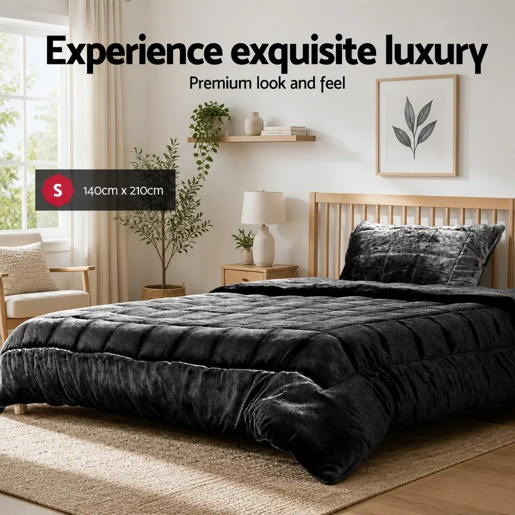 Faux Mink Quilt Single Bed Charcoal Winter Weight Baffle Box Design Machine