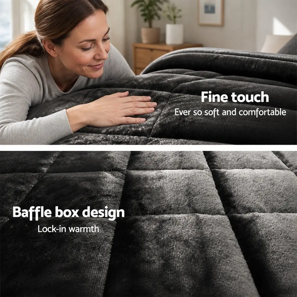 Faux Mink Quilt Single Bed Charcoal Winter Weight Baffle Box Design Machine