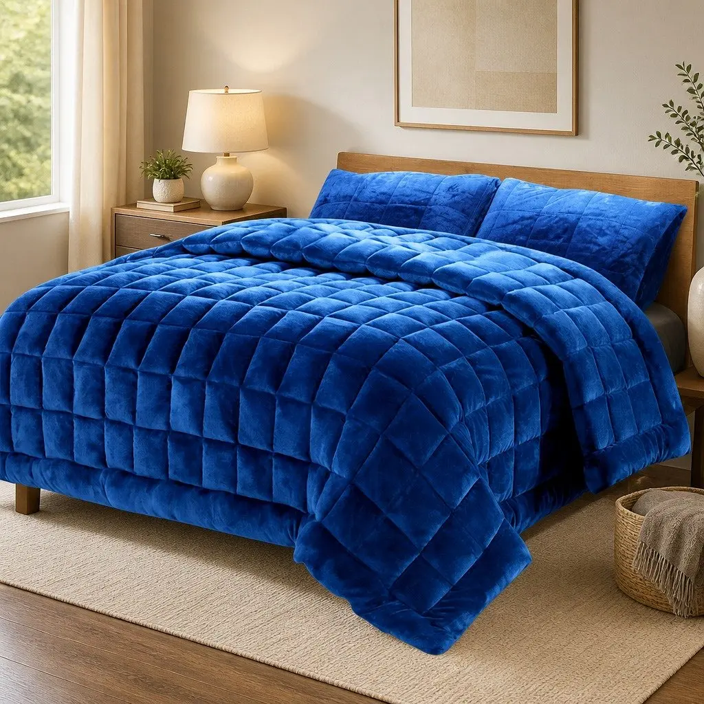 Faux Mink Quilt Super King Size Winter Weight Double-Sided Soft Warm Bedding