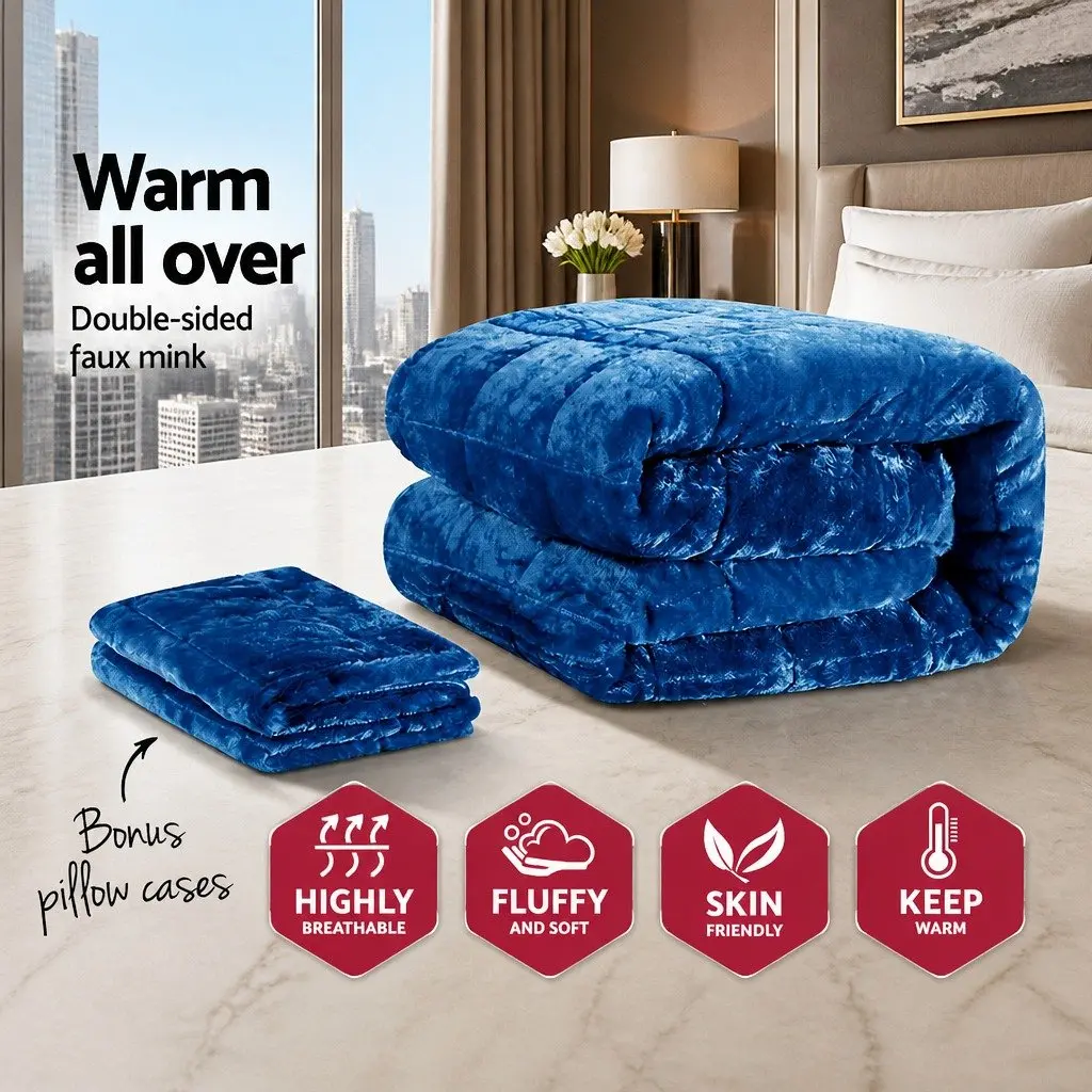 Faux Mink Quilt Super King Size Winter Weight Double-Sided Soft Warm Bedding