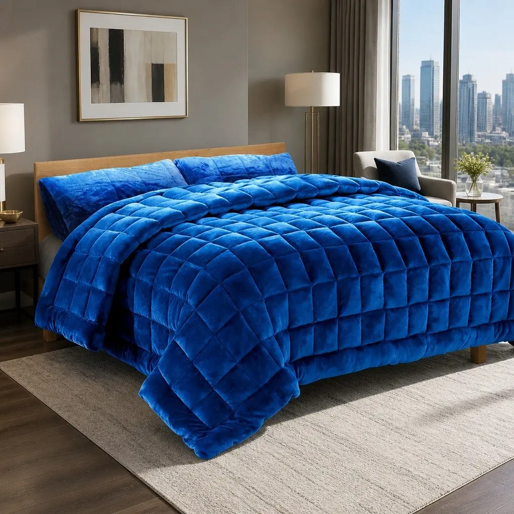 Faux Mink Quilt King Size Winter Weight Double-Sided Soft Polyester Bedding