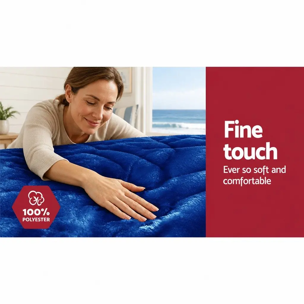 Faux Mink Quilt Teal Queen Size Double-Sided Soft Winter Bedding