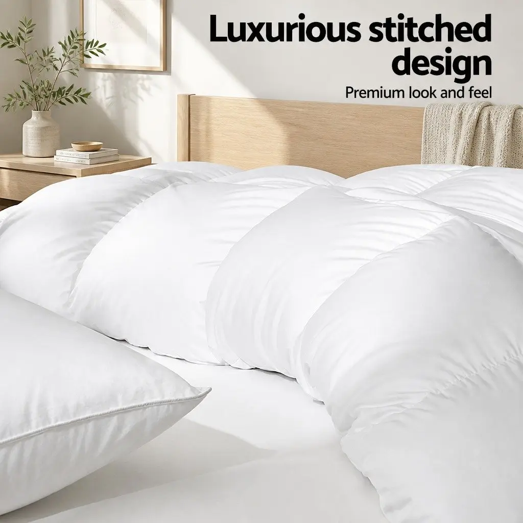 Queen Size White Goose Down Feather Quilt 700GSM Baffle Box Cotton Bedding