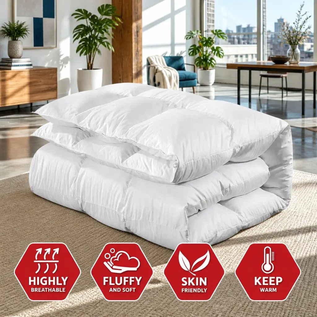 Double Duvet White Double Size 800GSM Goose Down Feather Quilt Winter Blanket