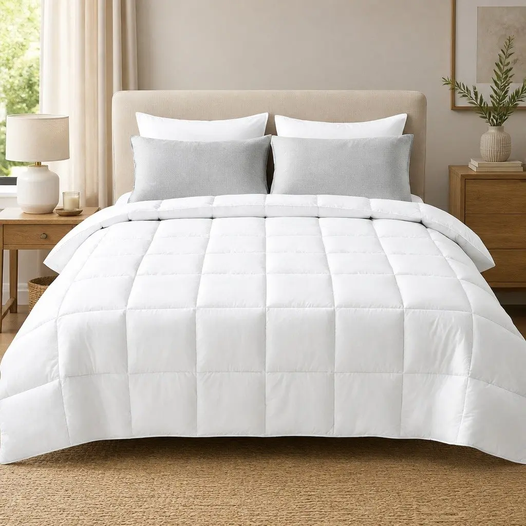 Super King White Microfibre Quilt 400GSM All Season Duvet Comforter Baffle Box