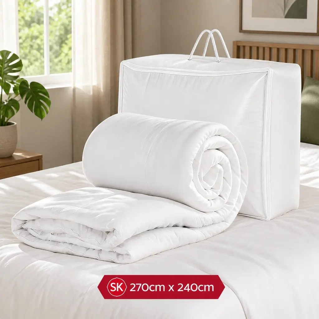 Super King White Microfibre Quilt 400GSM All Season Duvet Comforter Baffle Box