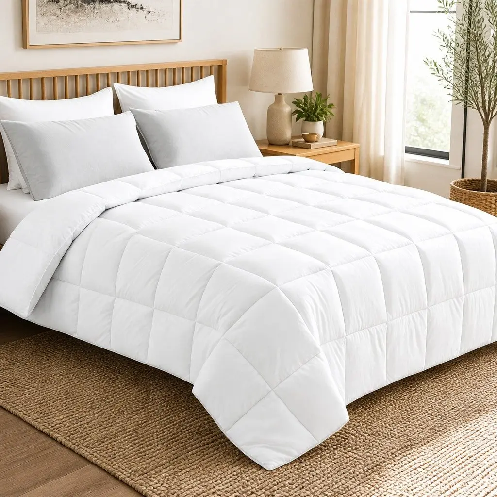 Super King White Microfibre Quilt 400GSM All Season Duvet Comforter Baffle Box