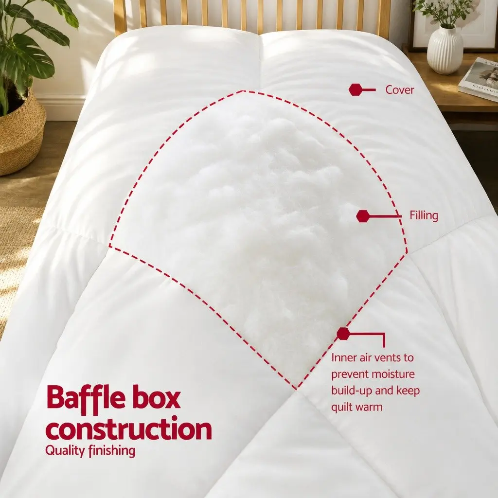 Super King White Microfibre Quilt 400GSM All Season Duvet Comforter Baffle Box