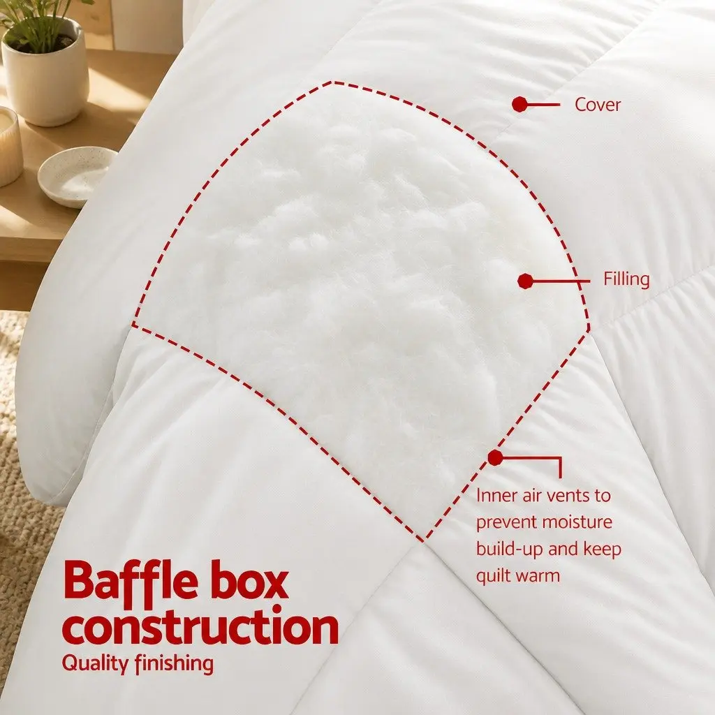 King Size Microfiber Quilt 400GSM All Season Duvet Comforter Baffle Box