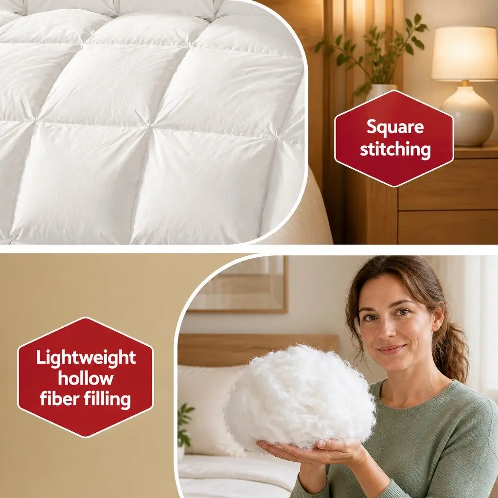 Queen Size Microfiber Quilt 400GSM All Season Duvet Comforter Baffle Box White