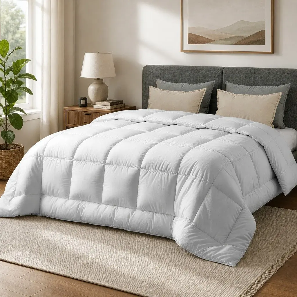 Wool Quilt White Super King 500GSM Winter Baffle Box Construction