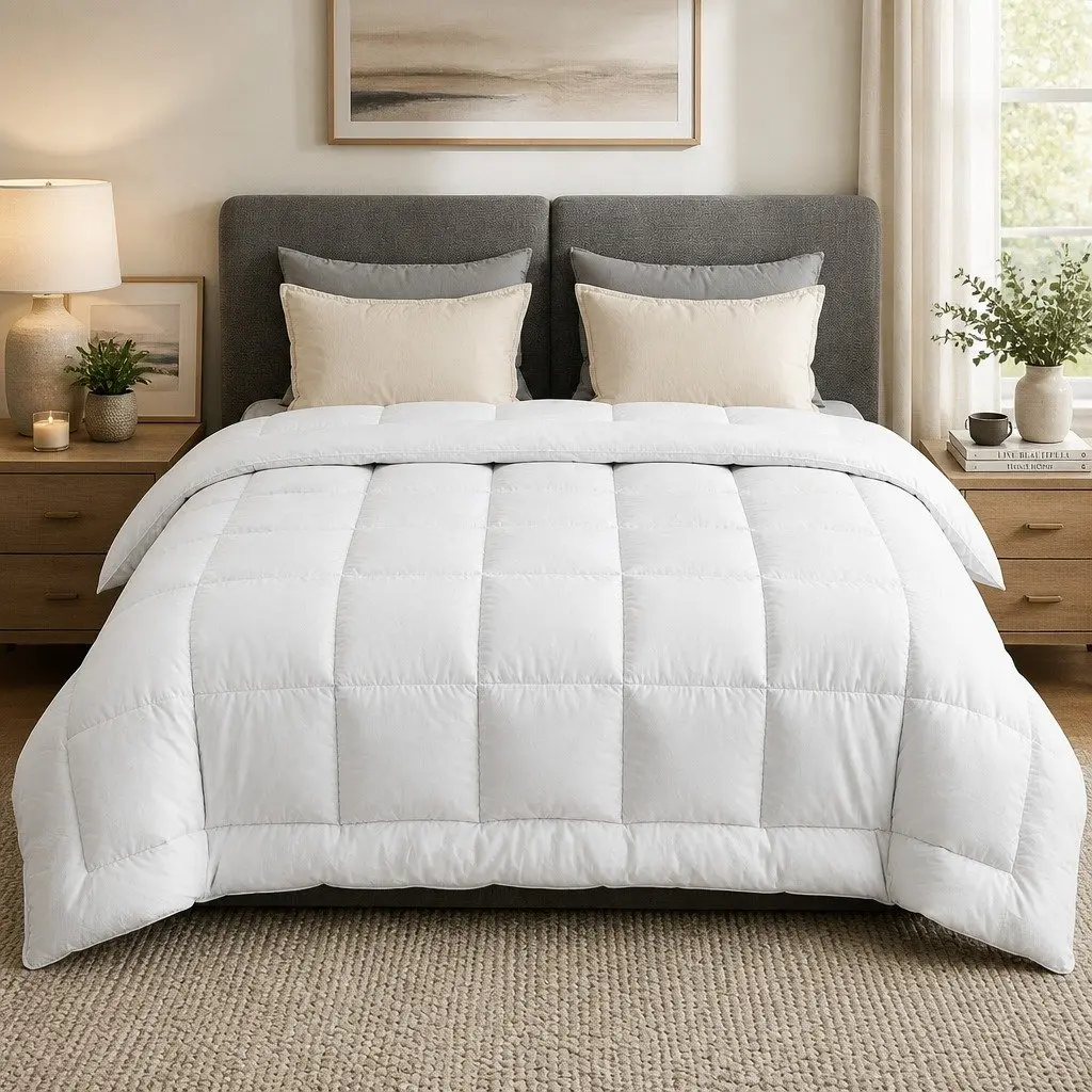 Wool Quilt White Super King 500GSM Winter Baffle Box Construction