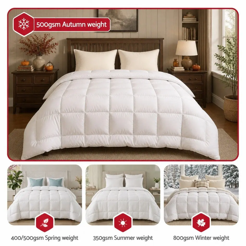 Wool Quilt White Super King 500GSM Winter Baffle Box Construction