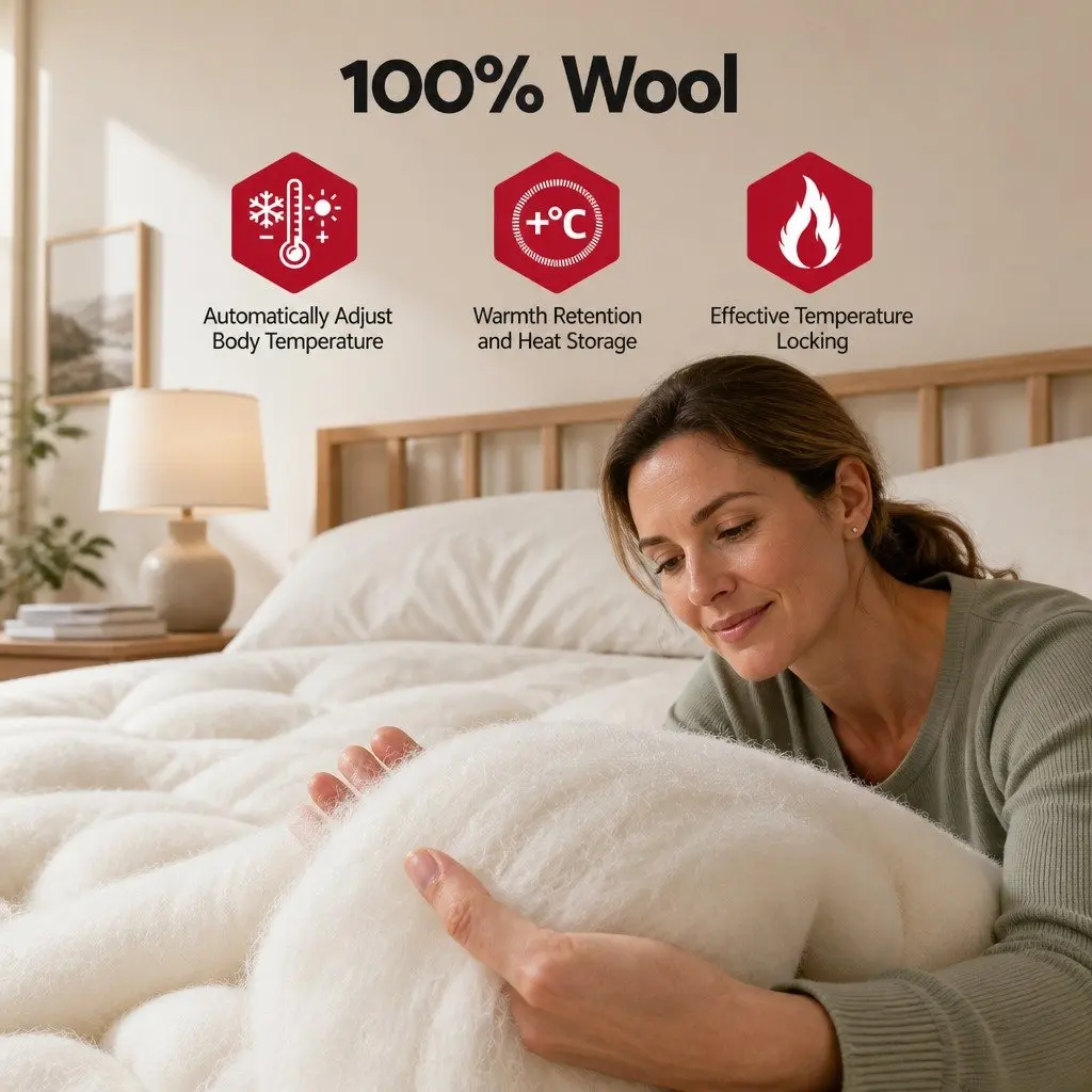 Wool Quilt White Double 500GSM Winter Baffle Box Construction Thick Warm Bedding