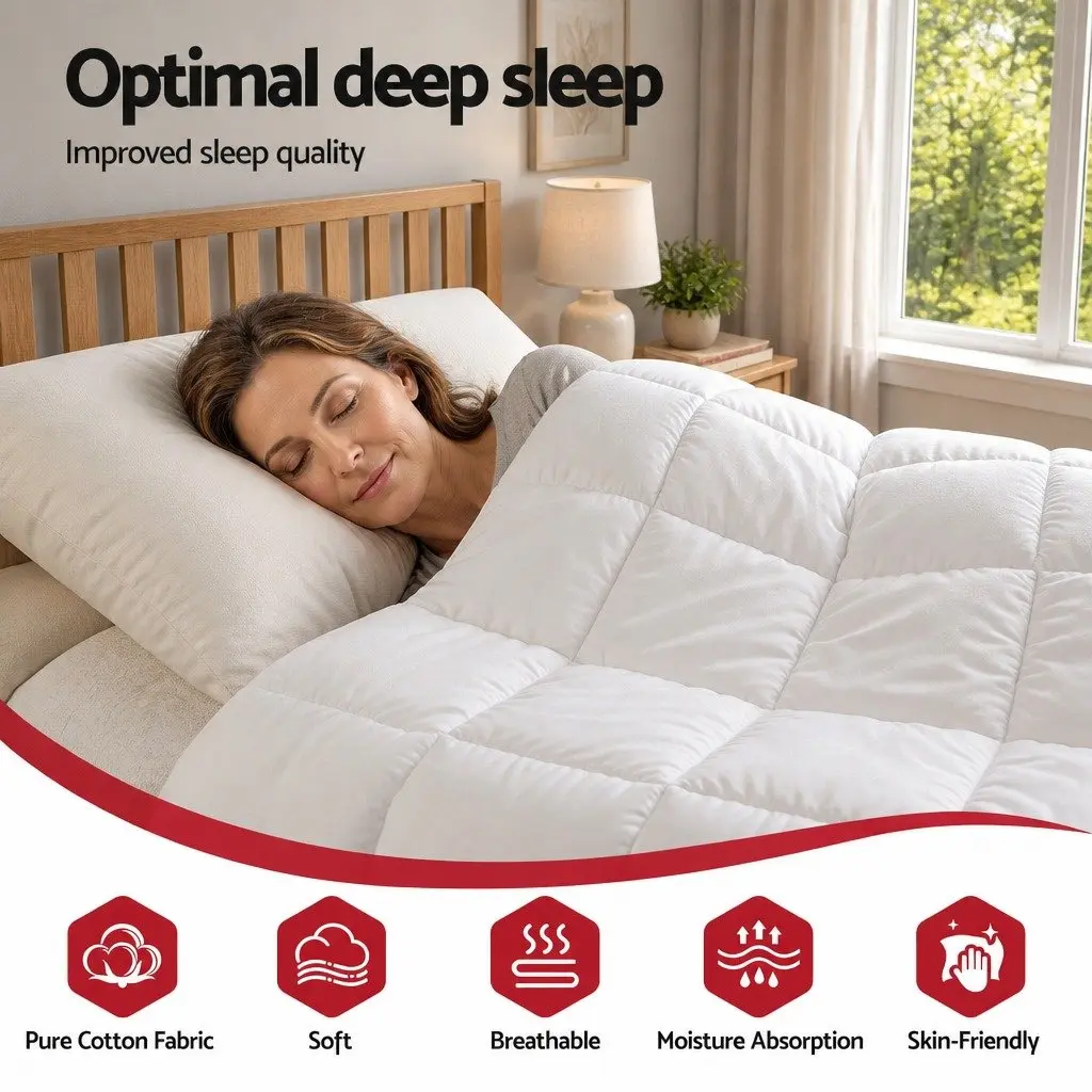 Wool Quilt White Double 500GSM Winter Baffle Box Construction Thick Warm Bedding