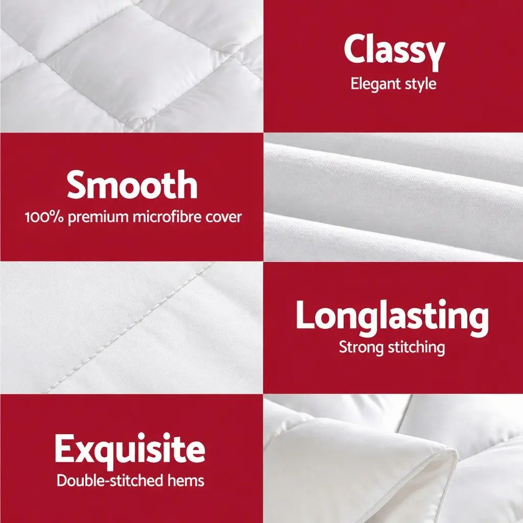 Wool Quilt White Double 500GSM Winter Baffle Box Construction Thick Warm Bedding