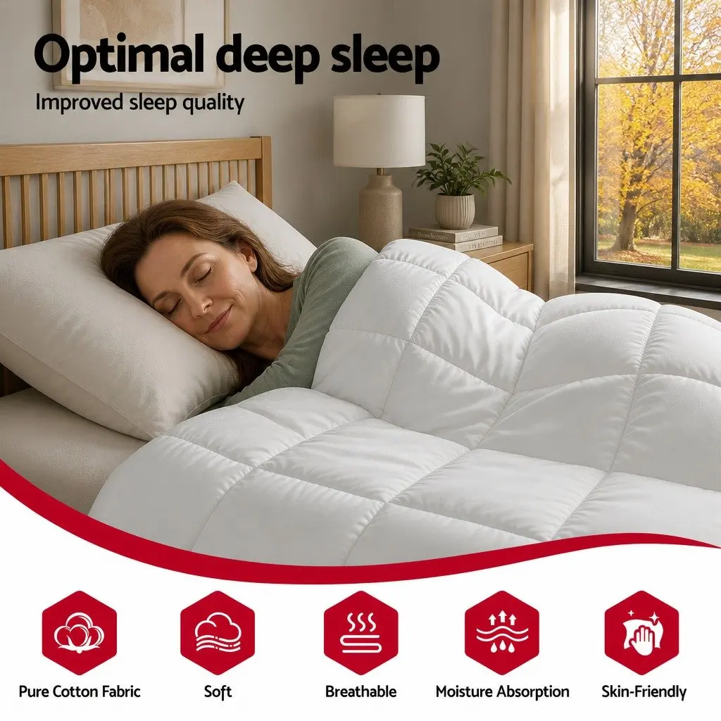Wool Quilt White King Size 500GSM Winter Doona Baffle Box Construction Cotton Cover
