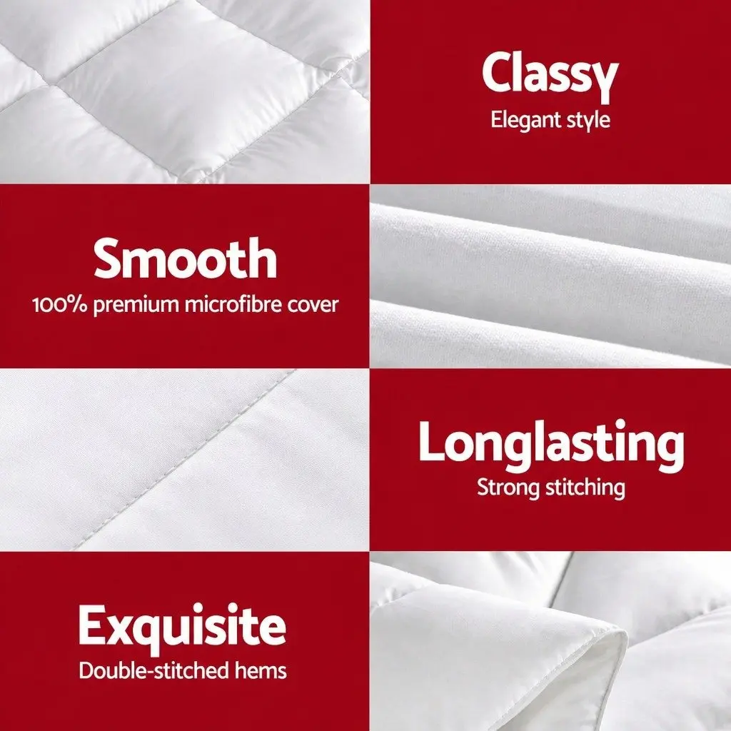 Wool Quilt White King Size 500GSM Winter Doona Baffle Box Construction Cotton Cover