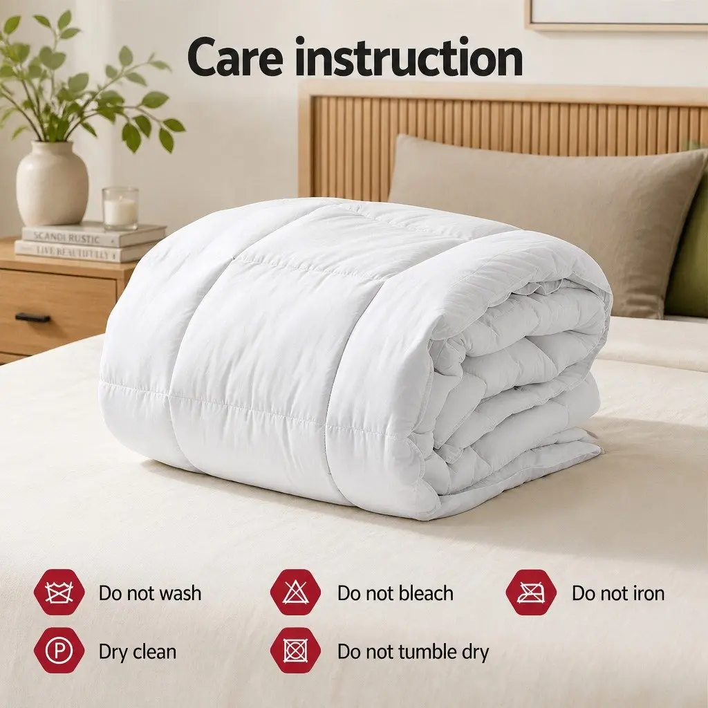 Wool Quilt White Queen 500GSM Winter Baffle Box Construction