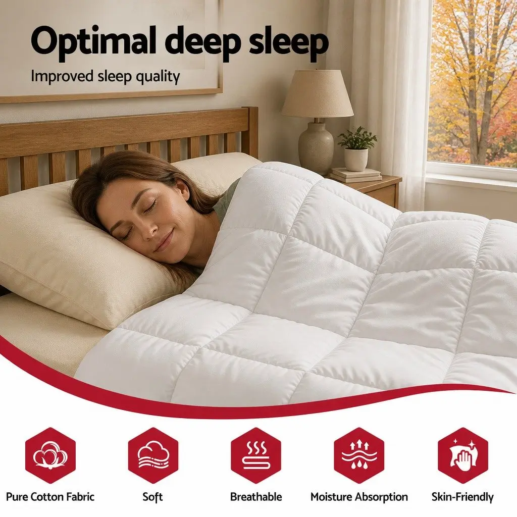 Wool Quilt White Queen 500GSM Winter Baffle Box Construction