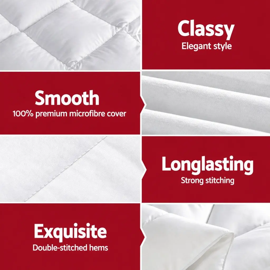 Wool Quilt White Queen 500GSM Winter Baffle Box Construction