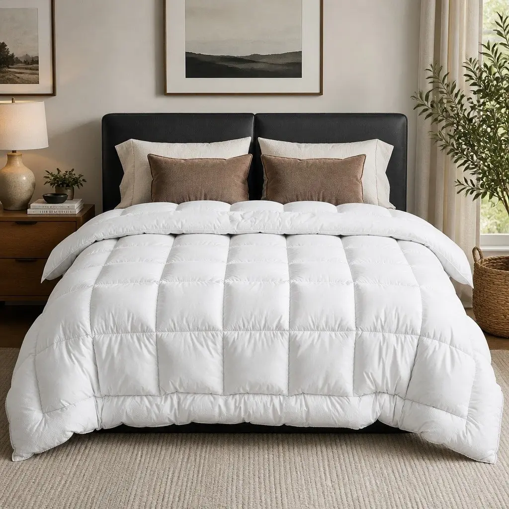 Wool Quilt 800GSM Double Winter Doona Baffle Box Construction Pure Cotton Cover
