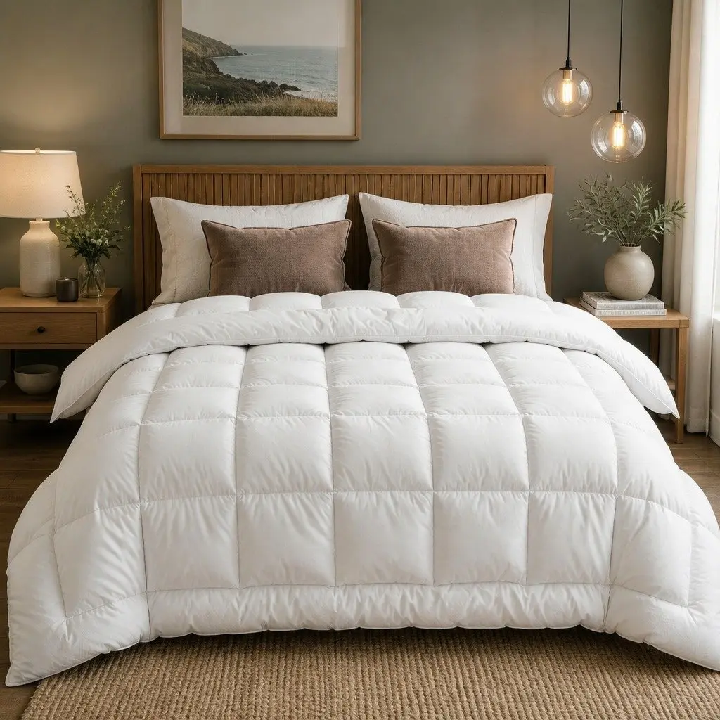 King Wool Quilt 800GSM Winter Doona Baffle Box Construction White Bedding Warm