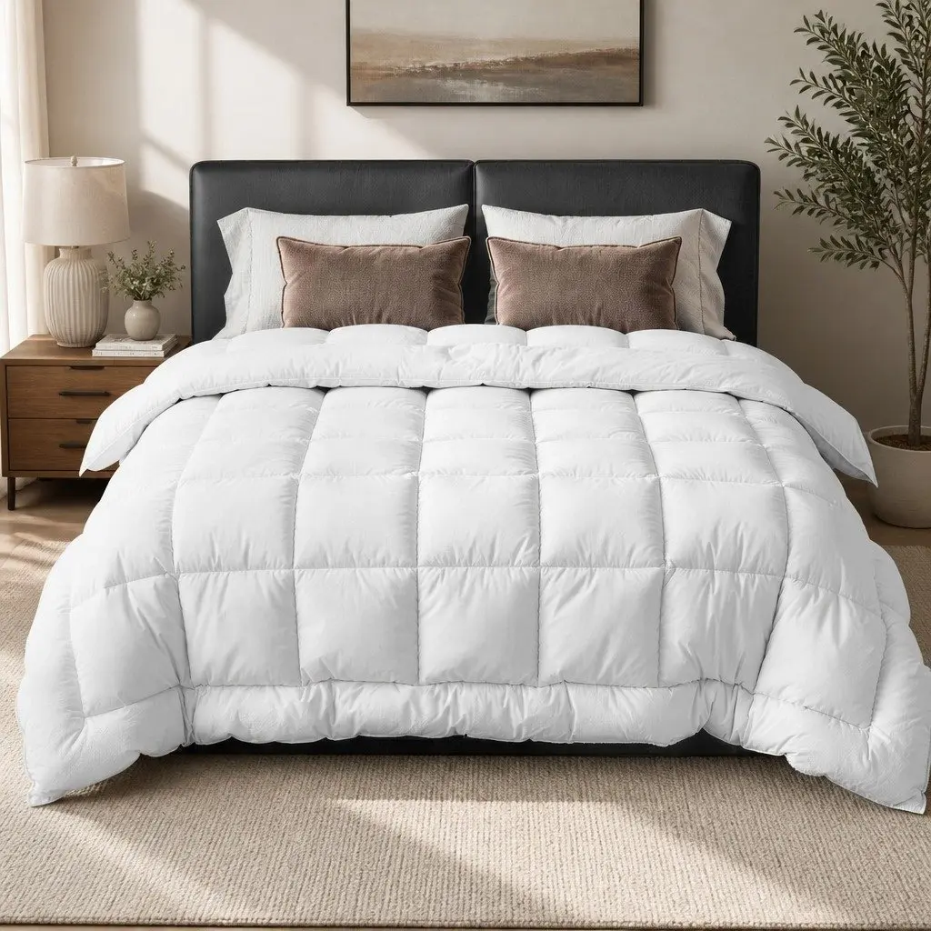 King Wool Quilt 800GSM Winter Doona Baffle Box Construction White Bedding Warm