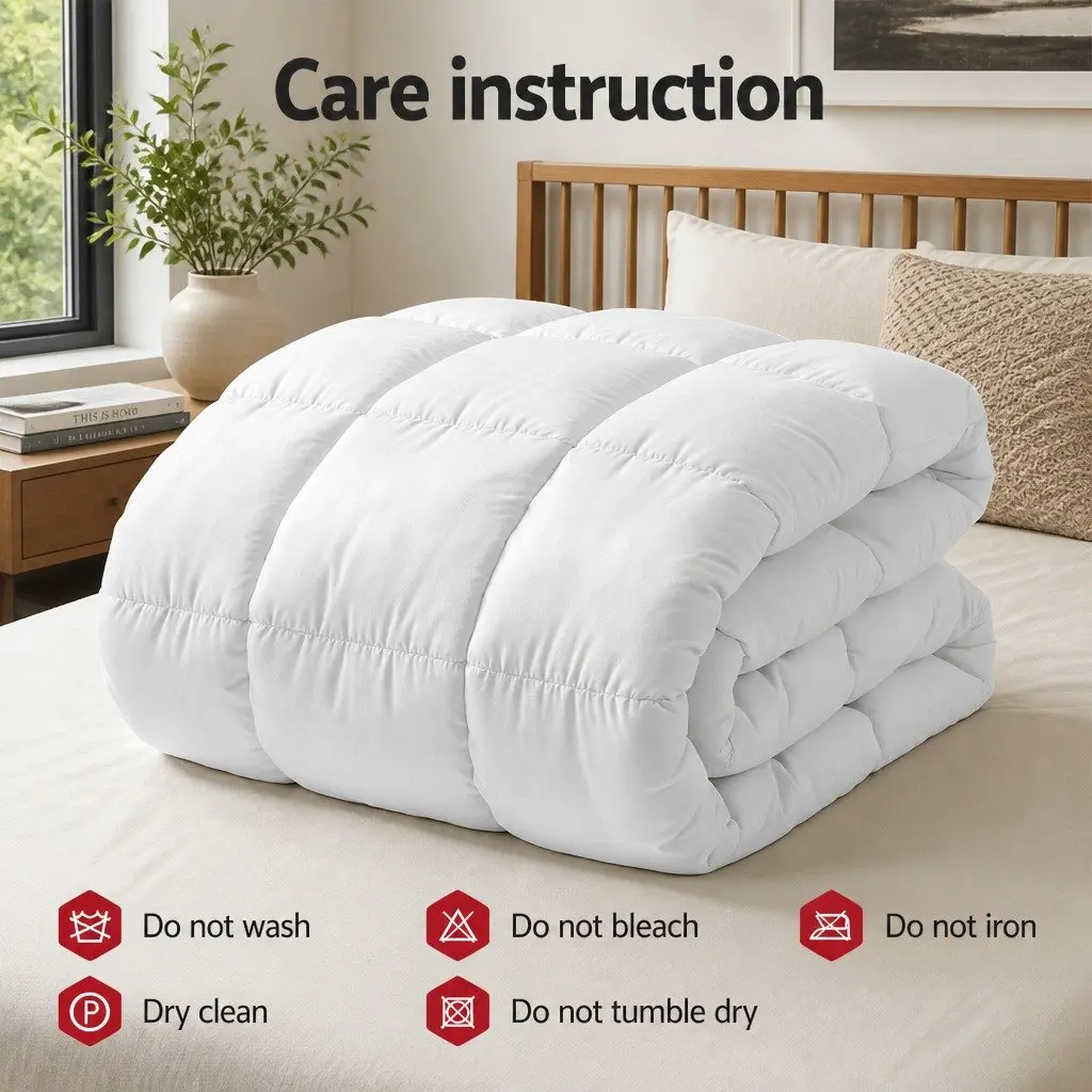 King Wool Quilt 800GSM Winter Doona Baffle Box Construction White Bedding Warm