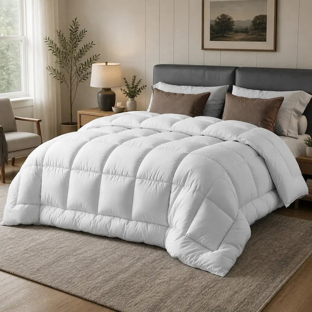 King Wool Quilt 800GSM Winter Doona Baffle Box Construction White Bedding Warm