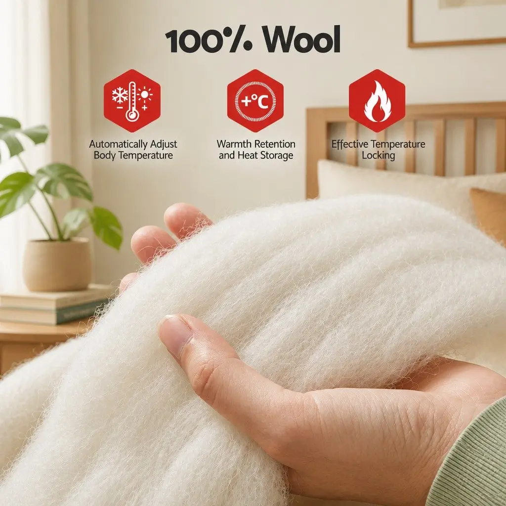 King Wool Quilt 800GSM Winter Doona Baffle Box Construction White Bedding Warm