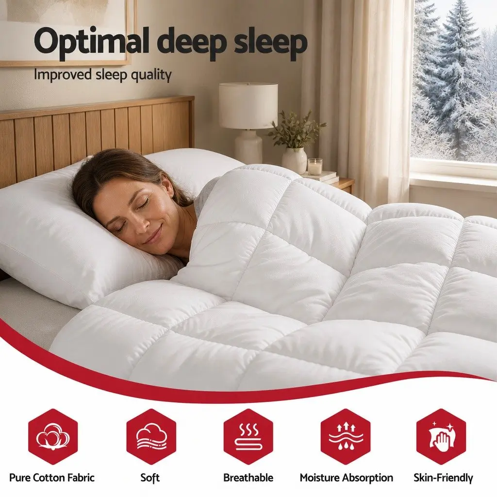 King Wool Quilt 800GSM Winter Doona Baffle Box Construction White Bedding Warm