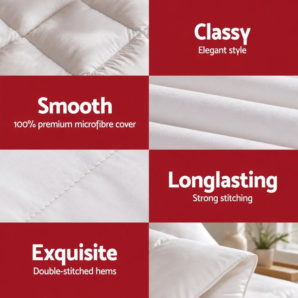 King Wool Quilt 800GSM Winter Doona Baffle Box Construction White Bedding Warm