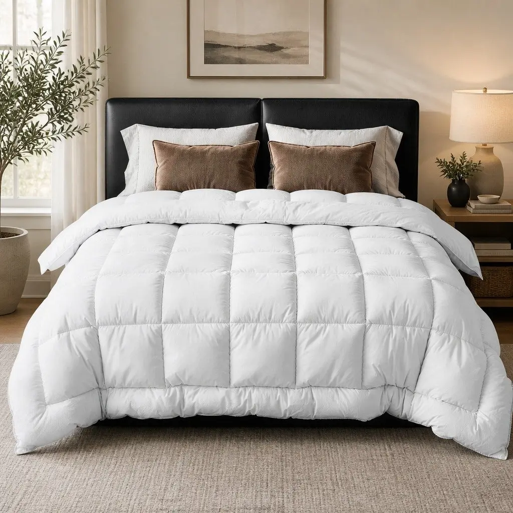 Wool Quilt White Queen 800GSM Winter Baffle Box Construction Extra Thick Bedding