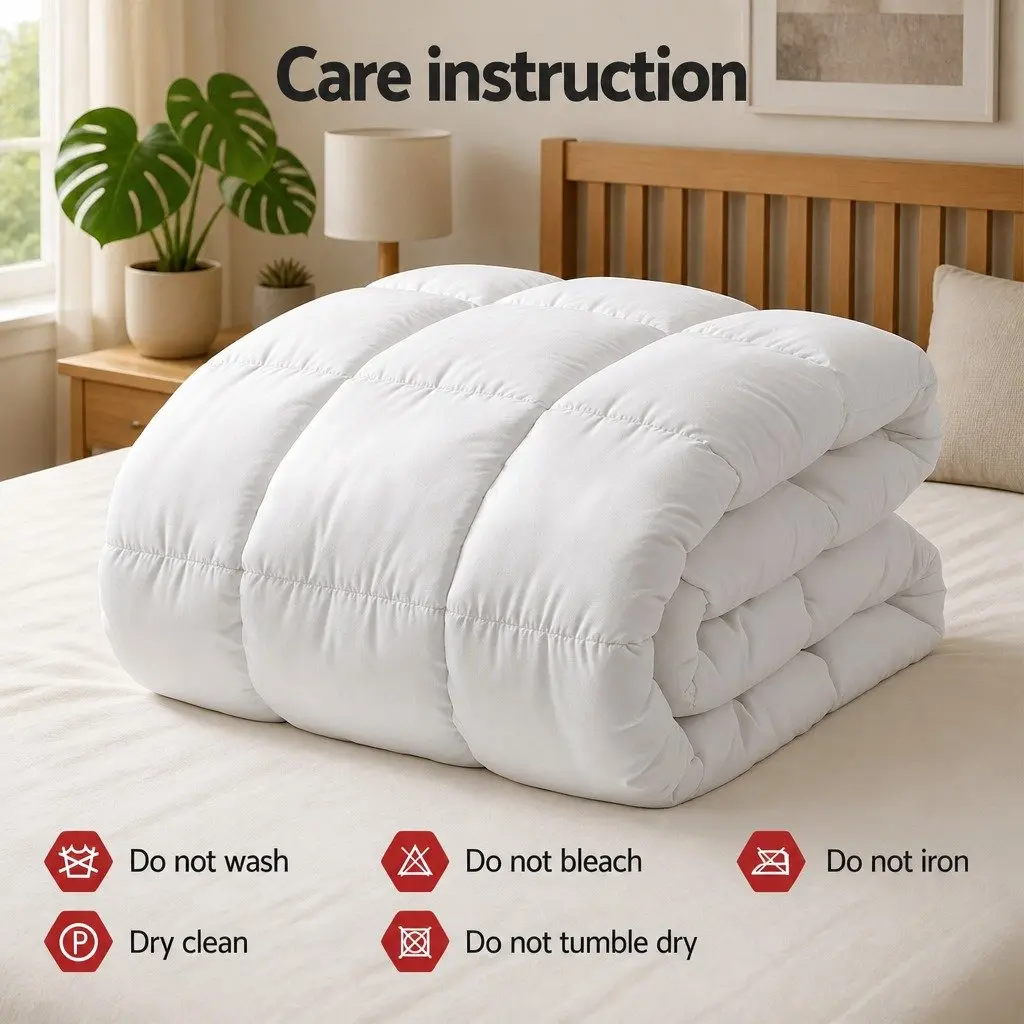 Wool Quilt White Queen 800GSM Winter Baffle Box Construction Extra Thick Bedding