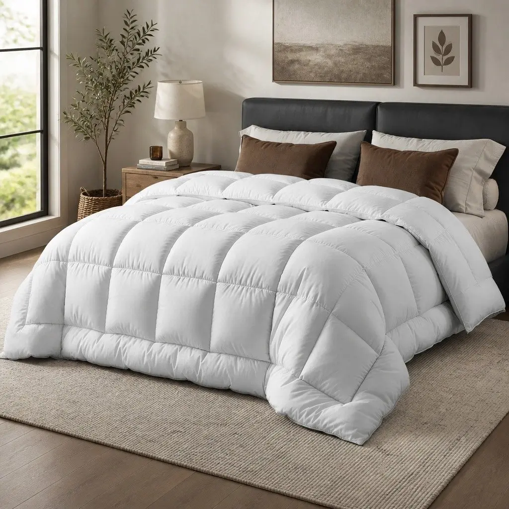 Wool Quilt White Queen 800GSM Winter Baffle Box Construction Extra Thick Bedding