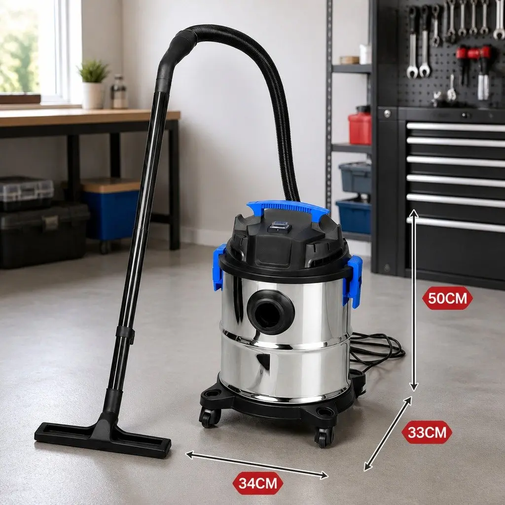 Wet Dry Vacuum Cleaner Silver 20L 1200W Motor HEPA Filter Blower 3-in-1 Function