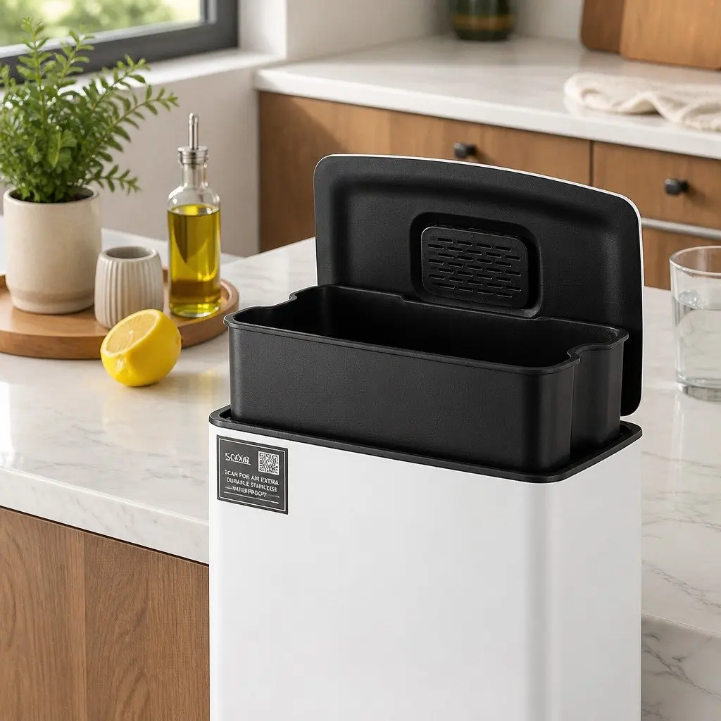 Pedal Bins White 40L Hands-Free Soft-Closing Kitchen Trash Can